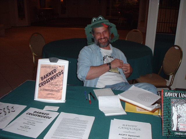 J!m Jenista with his Banned Crosswords book (and Lawrence Paros' Bawdy Language)