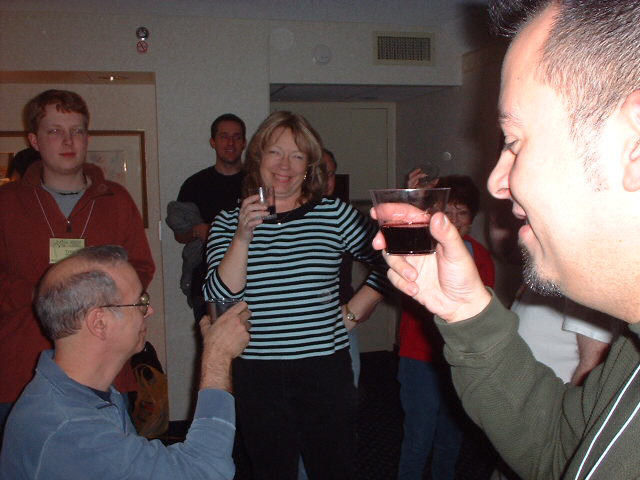 Tyler Hinman, Rich Norris, Kim Taylor and Joe Cabrera share a toast